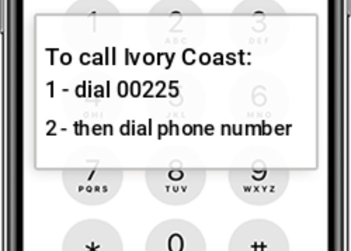 how to call ivory coast from usa